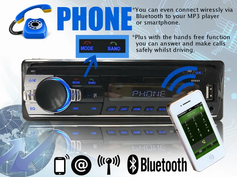 Радио-Кассетный проигрыватель 1 DIN FM AM AUX Bluetooth Автомагнитола аудио стерео USB слот для карты SD DAB+ RDS Car Audio MP3 игрока Авторадио