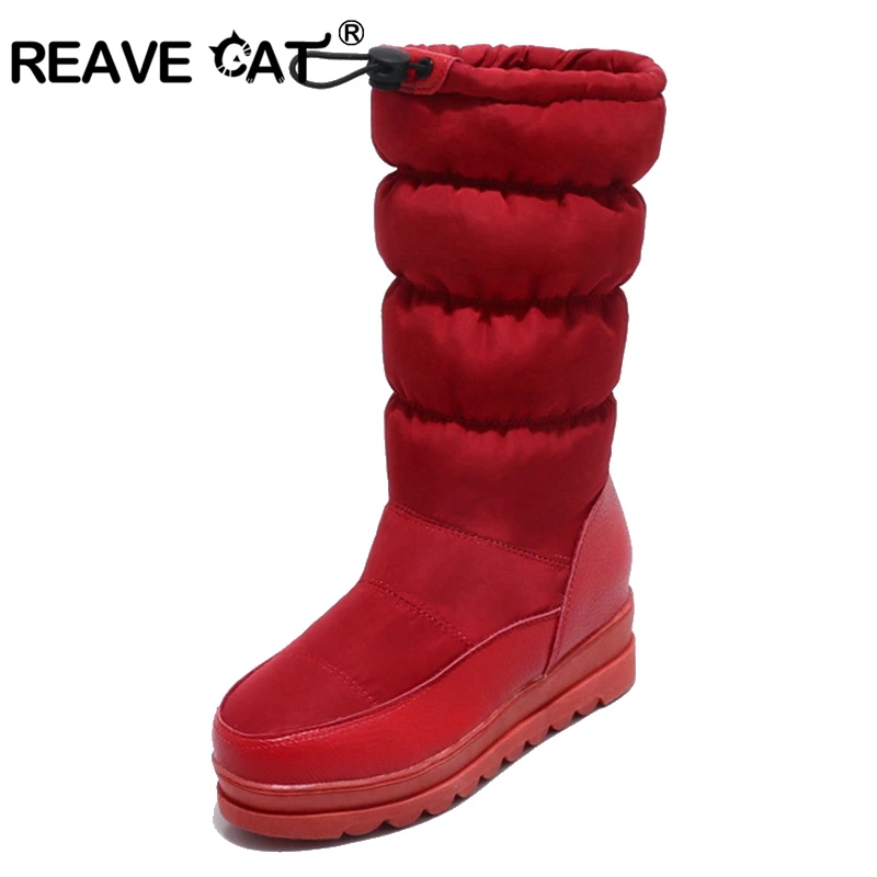 REAVE CAT Women's Winter Boot Warm Snow Boots Elastic Band Shoes Woman