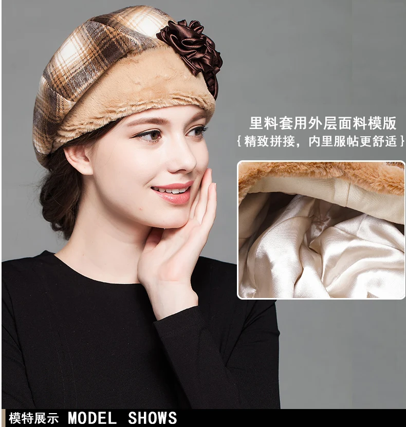 Новое поступление, модная теплая шапка, женская элегантная шерстяная шапка с цветами, восьмиугольная шапка для девочек, корейский теплый берет, шапка, B-7567