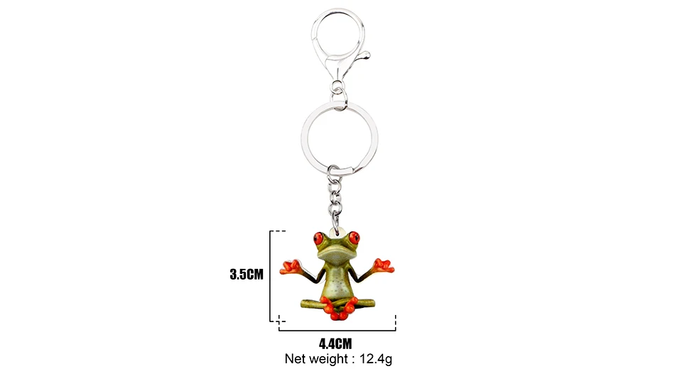 WEVENI Acrylic Meditation Frog Key Chains Keychain Holder Anime Animal Jewelry For Women Girls Bag Car Purse Charms Gift Pendant