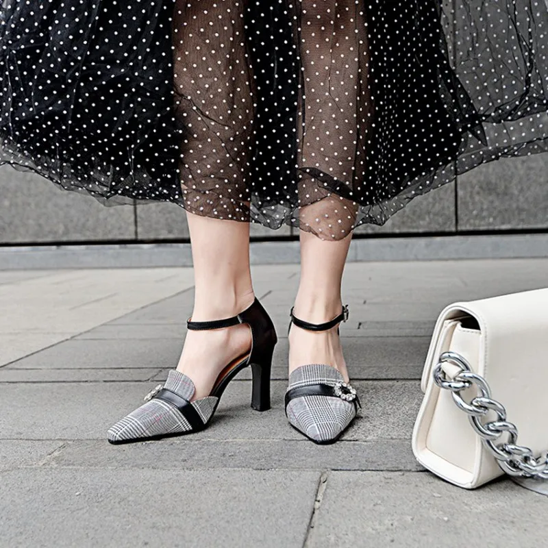 Najtaniej Plus rozmiar 34 46 moda kobiety pompy sandały tkanina żakardowa chusta szpilki letnie szpiczaste buty z palcami Casual Sexy Party klamra