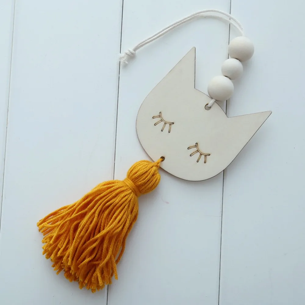 DIY бусины игрушки звезда Кролик кошка форма деревянные бусины кисточкой кулон Искусство и ремесла для детей фотографии реквизит аксессуары
