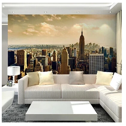 Large European landscape mural wallpaper living room sofa