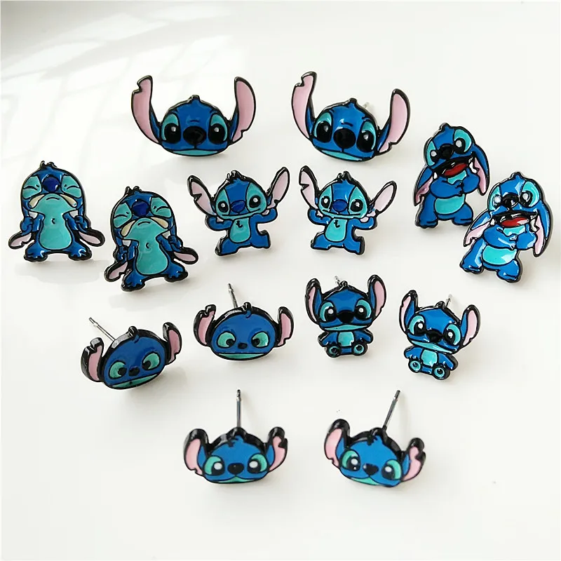 

Kawaii STITCH Q Version Fashion Anime Cartoon Earring Cute Animal Stud Earrings For Women Girls Kids Jewelry XMAS New Gift