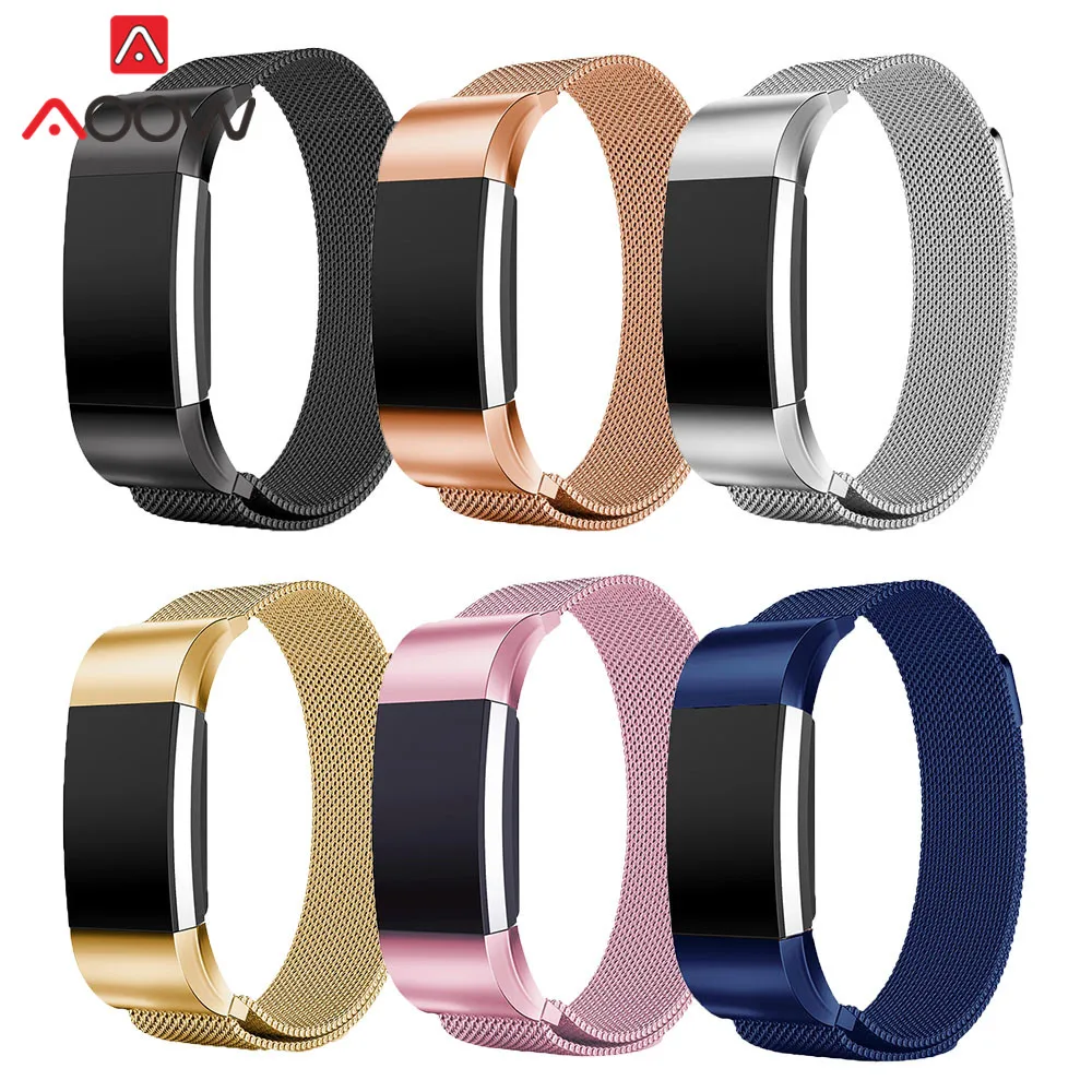 

Milanese Loop Watchband for Fitbit charge2 Stainless Steel Luxury Rose Gold Replacement Bracelet Strap Band for Fitbit charge 2