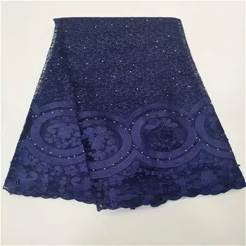 

2019 Latest Dark blue Laces Fabrics High Quality Tulle African Laces Fabric For Wedding Dress African French Tulle Lace