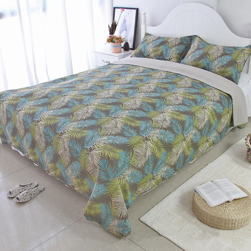 

Quality Bedspread Cotton Quilt Set 3-piece Printed Quilts Quilted Bedding Pillowcase King Queen Size CHAUSUB Coverlet Sets