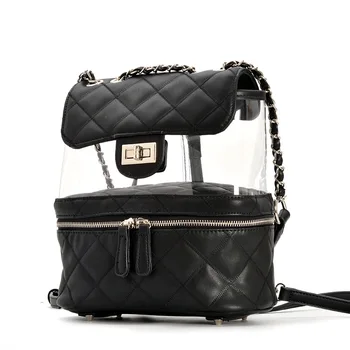 

2020 New Designer Women Fashion Korean Transparent Jelly Geometry Backpack Lady Summer PVC Mini Clear Travel Backpack Hand Bags