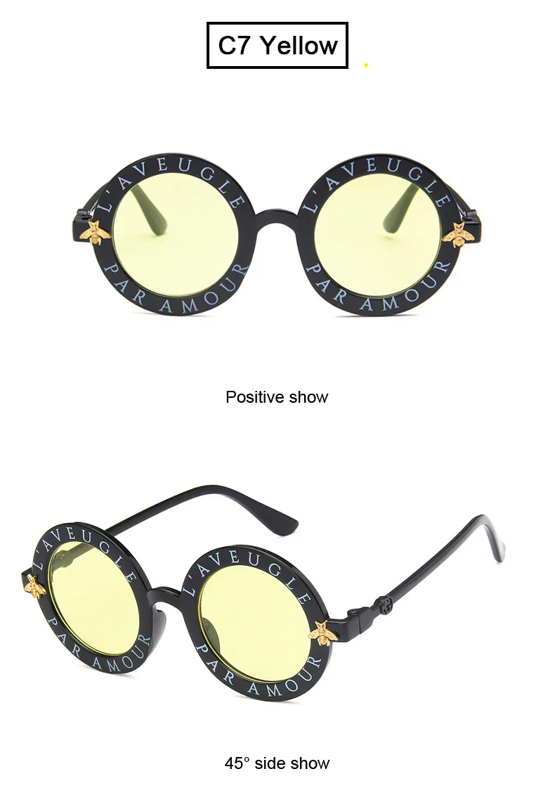 Steampunk Bee Kids Sunglasses Boys Girls Luxury Vintage Children Sunglasses Round Sun Glasses Oculos Feminino Accessories