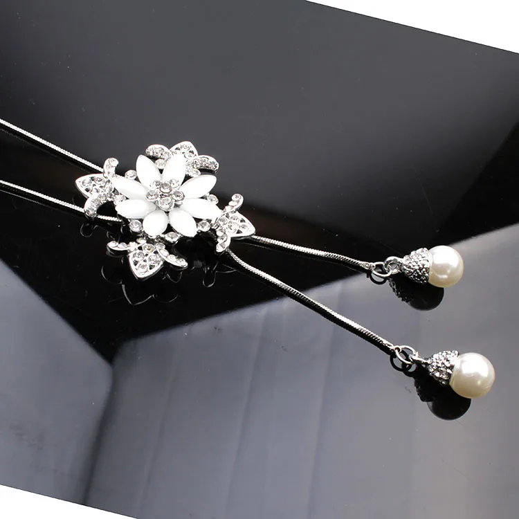 Новинка, Опаловая длинное ожерелье с цветком для женщин, Высококачественная бижутерия с кристаллом, модное ювелирное изделие