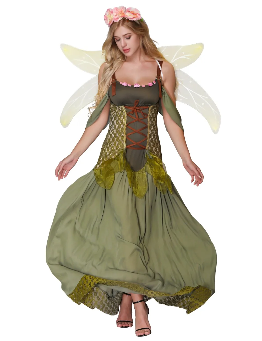 Костюм феи для женщин; костюм Лесной принцессы для взрослых на Хэллоуин; сказочные костюмы крестной матери; S-2XL