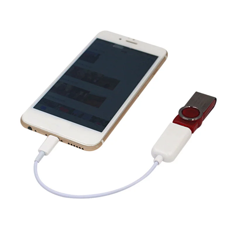 

Hot Mobile Phone USB Adapter Cable Connect to Headphone with USB Flash Disk Phone OTG Adapter for iPhone 8 White J25
