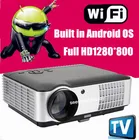 Free shipping New android wiifi support full hd 1080P Home Theater Digital 1280*800  HD 3D Video HDMI USB TV LCD LED Projector