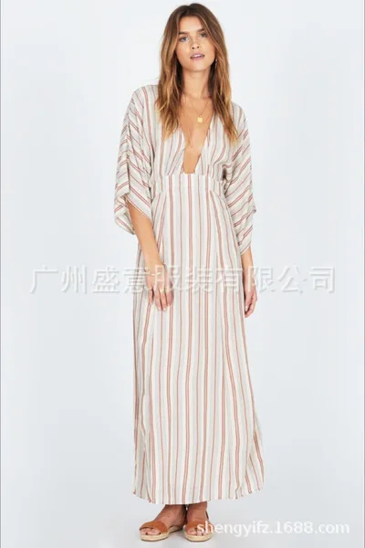 

Saida De Praia Feminino 2019 Kaftan Swinwear Lady Bikinis Beach Cover Up Sarong Bathing Suit Dress Beachwear Ladies Stripe Tunic