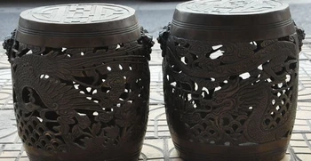 

mark chinese Dynasty palace pure bronze Carved dragon phoenix statue Stool Chair