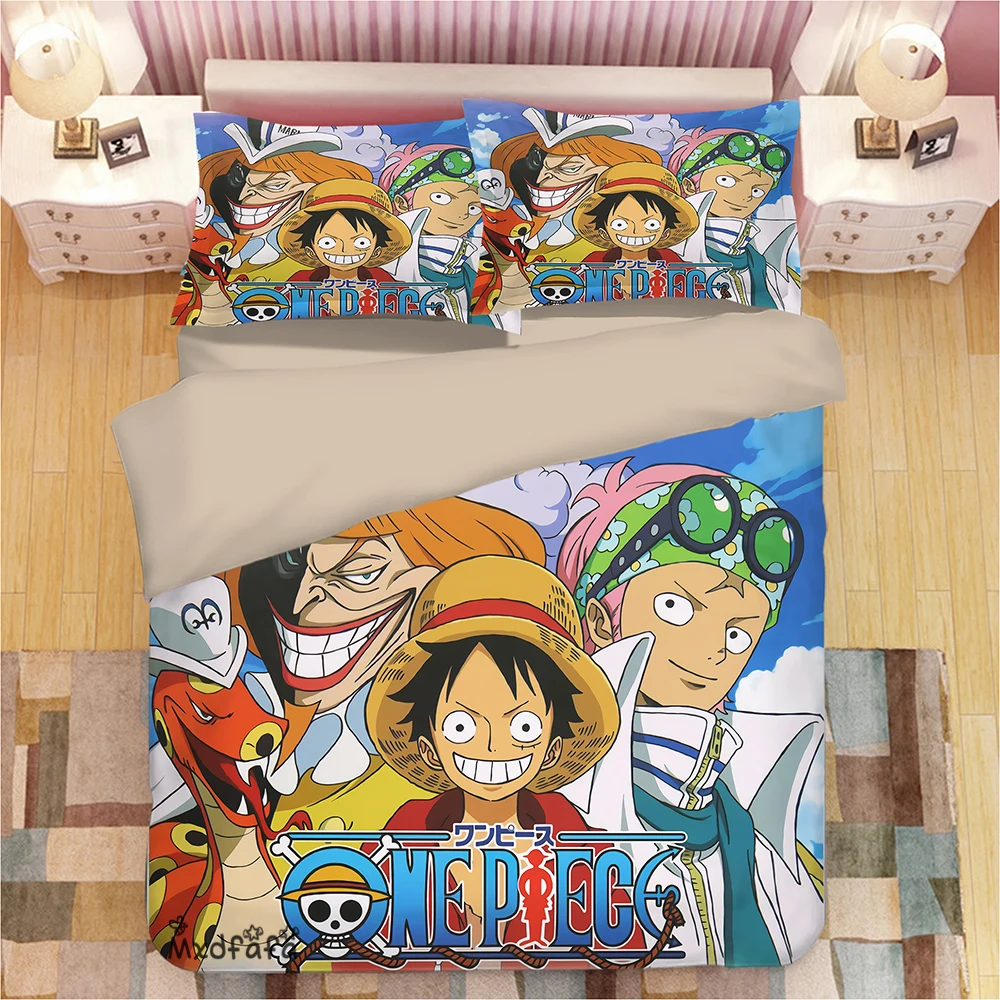 Anime One Piece Bedding Set Duvet Cover Sheet Cotton Fitted BedSheets Pillowcase