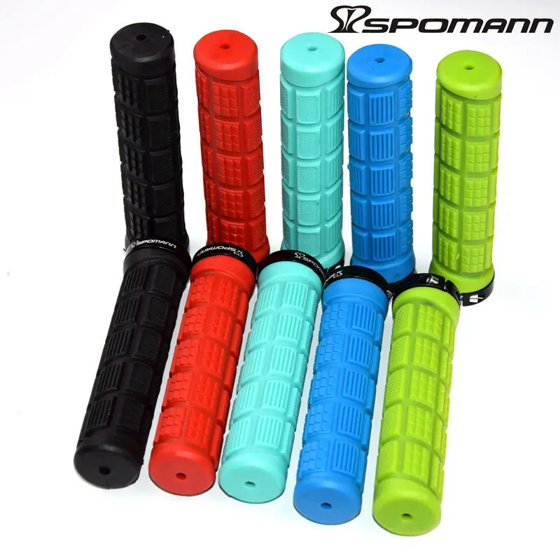 

Spomann 1 pair road bike rubber grips 22.2mm bmx mtb bicycle gear grip ergonomic design single lock on fixed cycling parts 89g