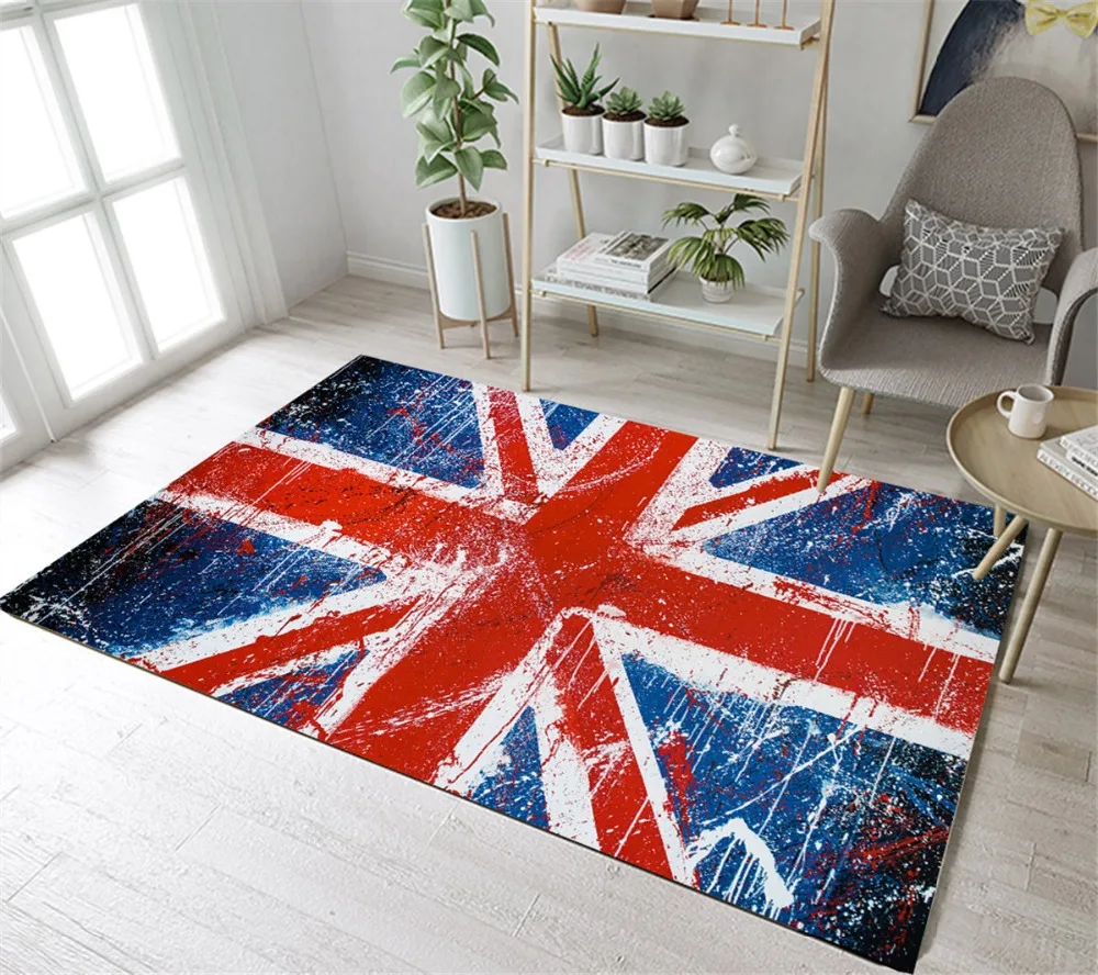 Grand tapis et tapis de bain, pour chambre d'enfant, salle de séjour,  drapeau britannique, porte, porte, Jack Union