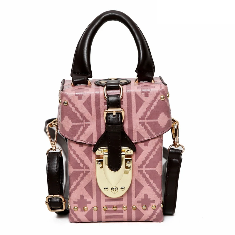 

2018 crossbody bags for women leather handbags luxury handbags women bags designer rivet box plaid shoulder bag sac a main