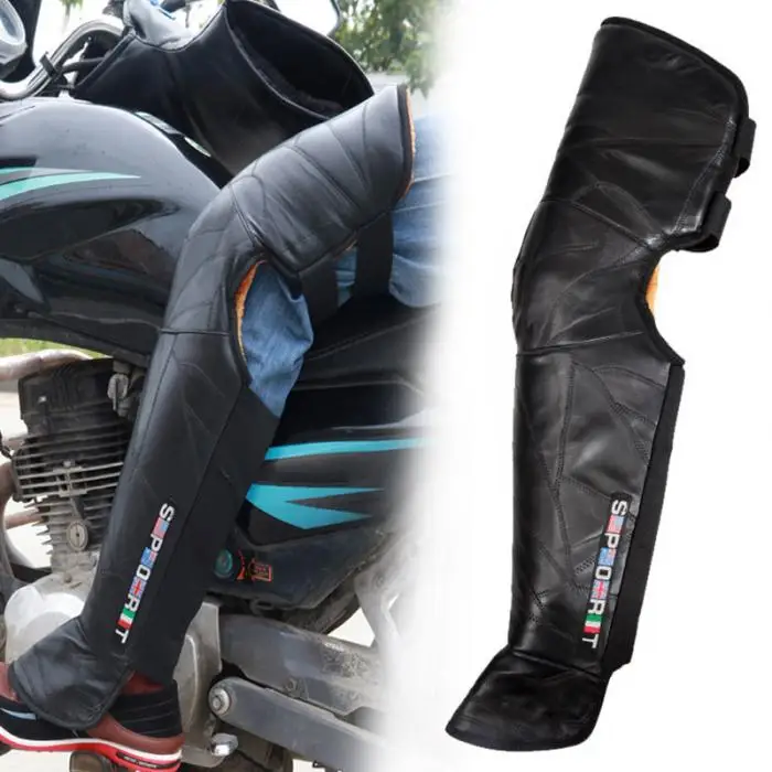 2 Pcs Motorcycle Leather Knee Pads Plush Thickening Windproof Waterproof Warm Leg Protector FI-19ING