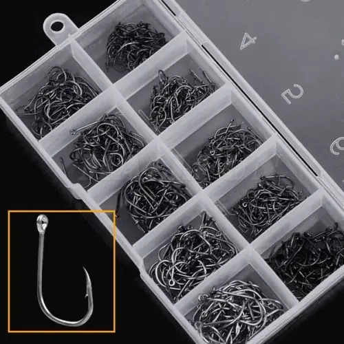 

500Pcs Stainless Steel Fly Fish Fishing Sharpened Swivel Jig Hooks Sea Fishing Hooks Fishhooks 3-12# Sizes With Box Tackle