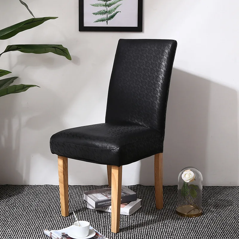 

Fashion Lace Elastic Chair Cover Restaurant Office Chair Covers Spandex Hotel Home Decoration PU Leather housse de chaise