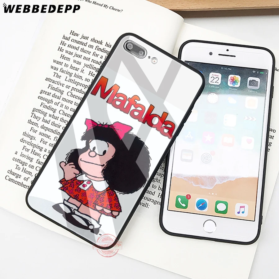 Чехол для телефона WEBBEDEPP Mafalda из закаленного стекла для Apple iPhone XS Max XR X 8 7 6 S Plus 5s SE