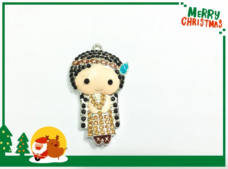 

Newest ! 47mm*28mm 10pcs/lot Indian Girl Rhinesotne Pendants