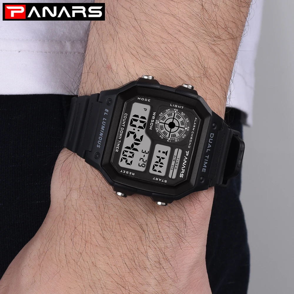 

PANARS Erkek Kol Saati Top 2019 Brand Watch Men Style Digital Waterproof Electronic Led Digital Watch Sports Wristwatch Mens