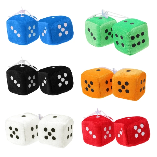 1 Pair Fuzzy Dice Dots Rear View Mirror Hanger Decoration Car