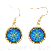 2018 Brincos de Vida Moda OM Yoga Chakra Jóias Geométricas Sagradas de Vidro Mandala Flor Roxa Presente Para Amigos O Melhor Presente(China)