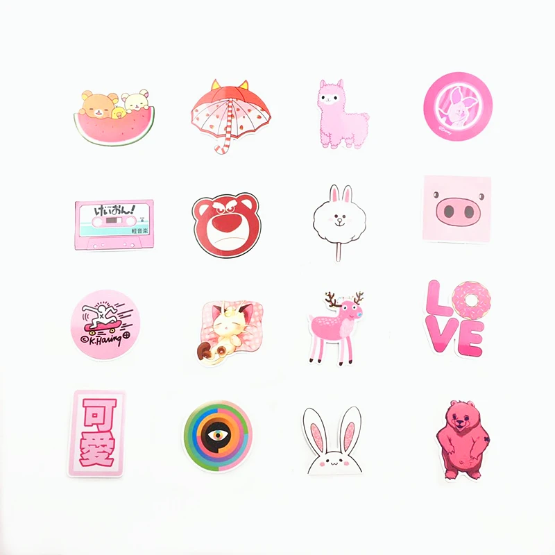 50pcs pink cartoon cute Rilakkuma Mix Laptop Stickers DIY Sticker for Kids Toys Cars Phone Laptop Bicycle Waterproof