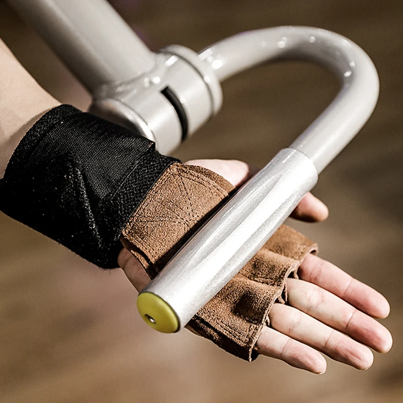  Leather Weight Lifting Gloves with Wrist Wraps Hand Grips for Palm Protection Crossfit Weightliftin