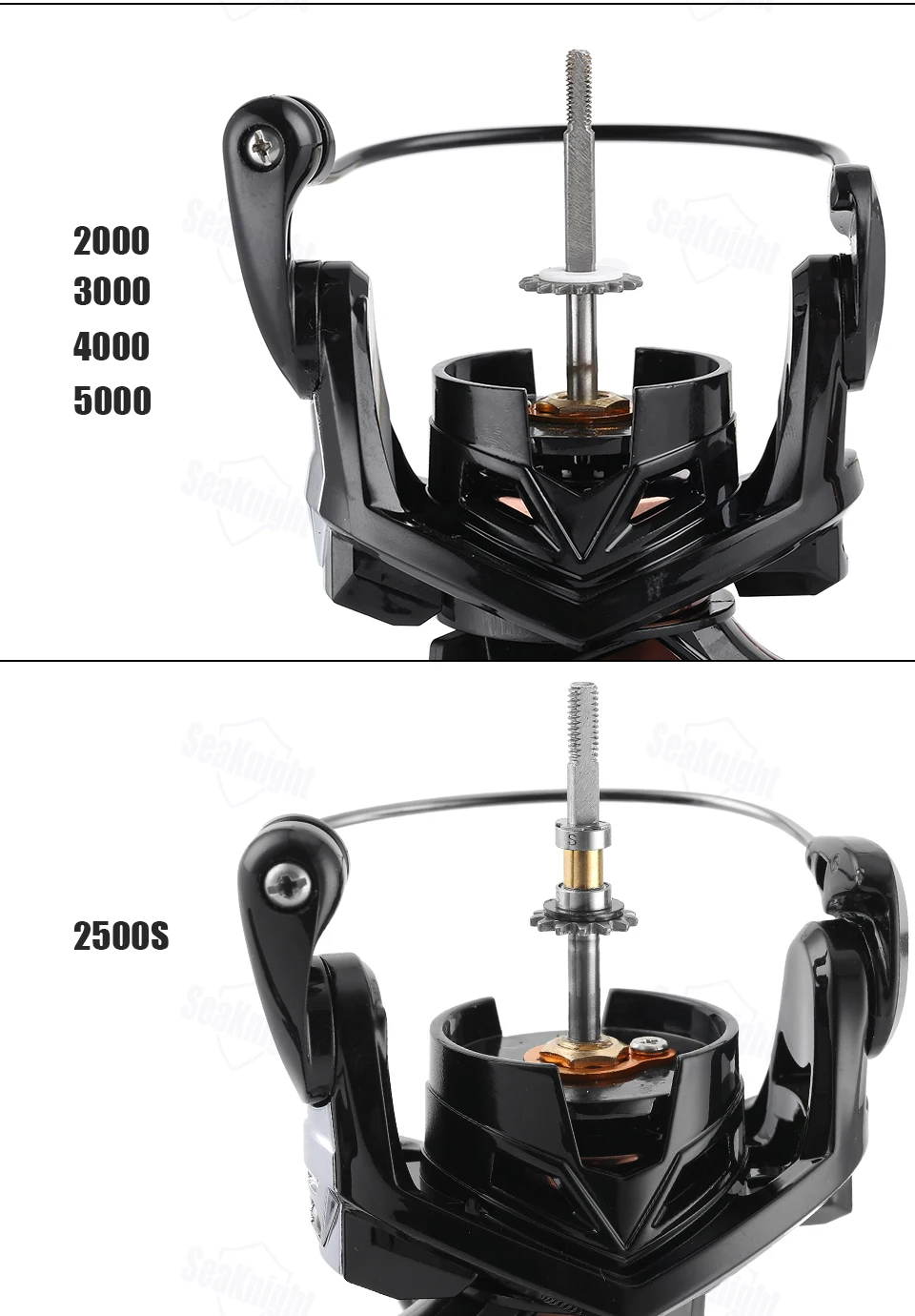 SeaKnight NAGA II 5,2: 1 спиннинговое колесо Рыболовная катушка 2500S 2000 3000 4000 5000 Металлическое Тело углеродное волокно тянущаяся 9-15 кг Рыболовная катушка