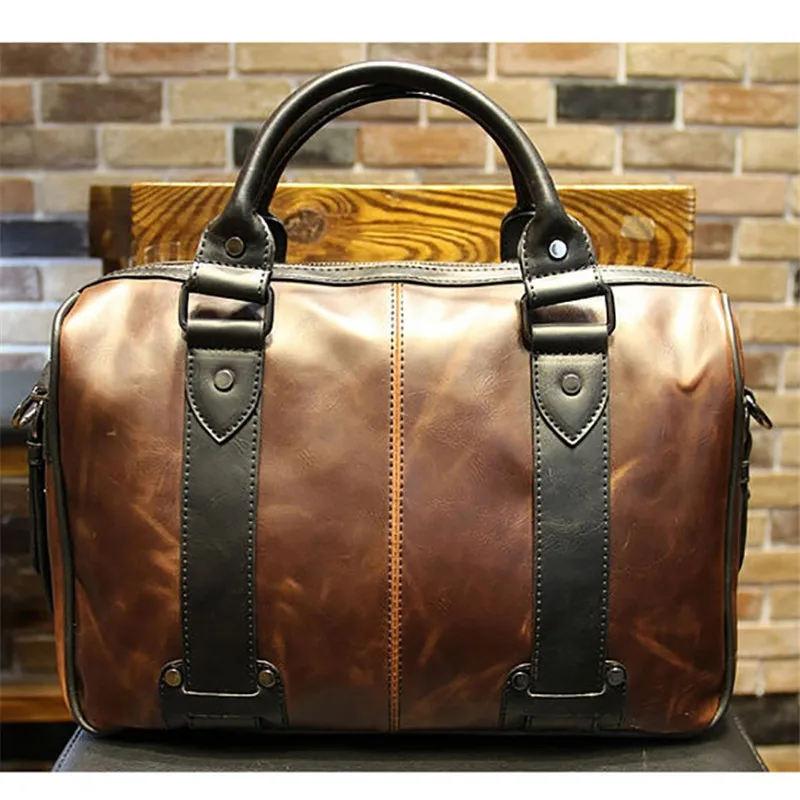 

Men's shoulder bag soft PU material British fashion casual retro style high quality large capacity multi-functional design