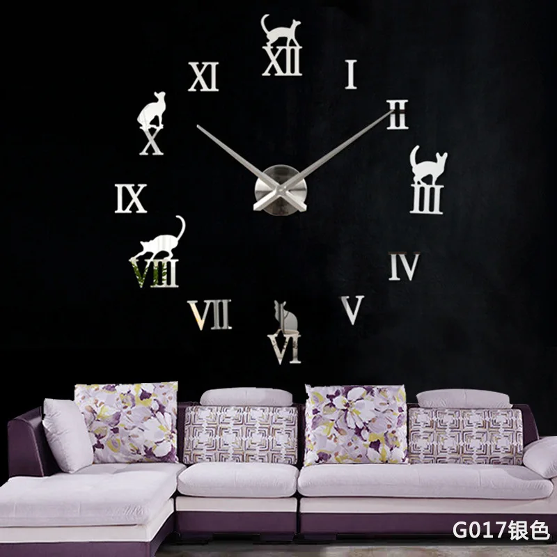 

Nordic Style Acrylic Metal Fashion Acrylic Wall Clock Quartz Quartz Needle Animals Wall Sticker Clock Living Room Decorations