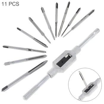 

11pcs HSS Mini Hand Metric Tap Die Bit Set with High Speed Steel M1-M3.5 Taps and Twisted Handle for Woodworking DIY Repair Tool