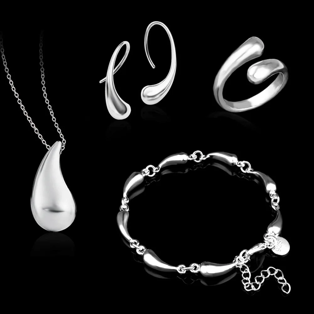 Wholesale Water Drop Necklace Earrings Ring Bracelets Jewelry Sets