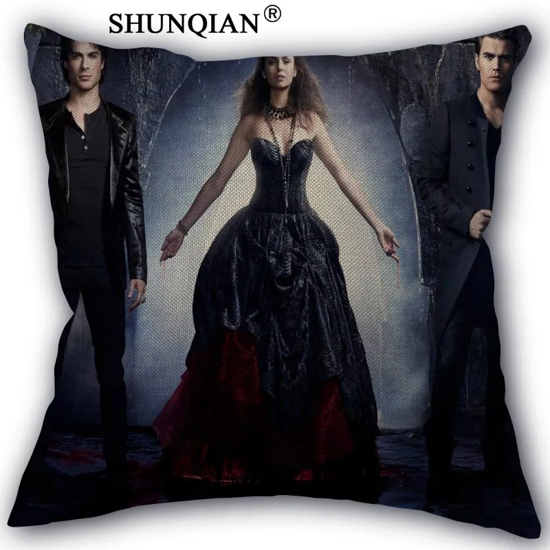 

vampire diaries Pillow Cover Custom Cotton Linen Decorative Pillows Covers Case For Textiles Chair 45x45cm one side A1017