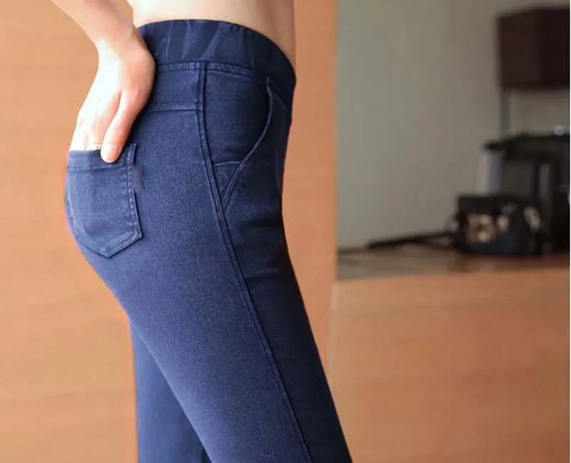 office lady OL pant solid navy black pocket skinny cotton blended pants for women elastic fitted ankle pencil leggings tiktok leggings