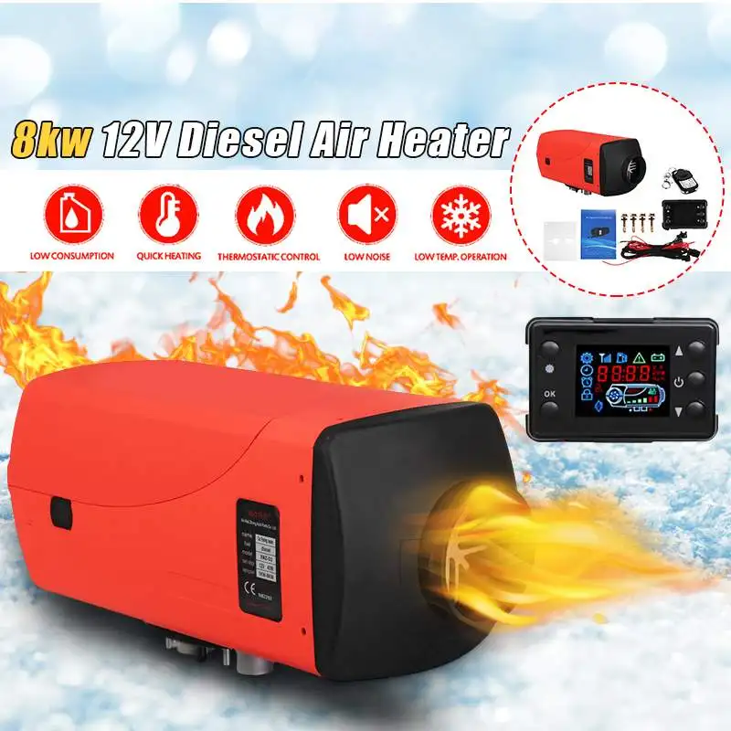 

8000W Air Diesel Heater 12V Car Parking Heater Remote Control LCD Monitor Car Heater Truck Boat Van RV Bus Heating Machine New