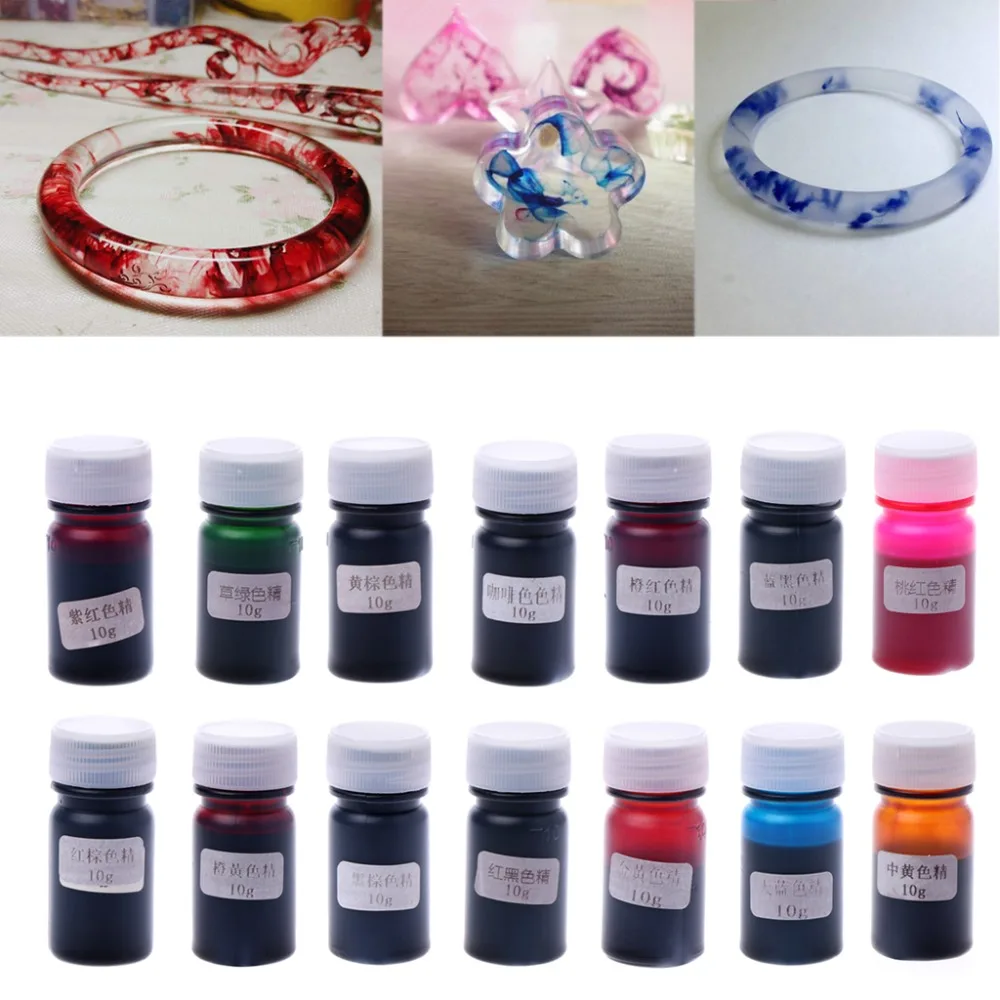 

JAVRICK 2017 Hot Selling Liquid Silicone Resin Pigment Dye For DIY Making Crafts Jewelry Accessories 10g 14 Colors