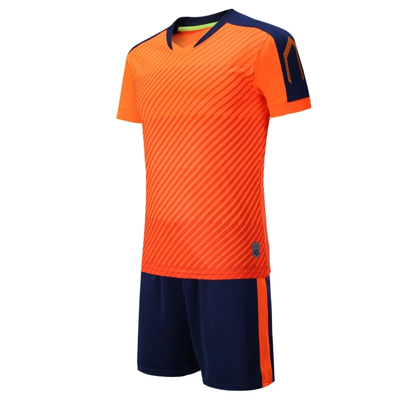Футбол Мужчины Джерси тренировочный спортивный набор наборы команда настроить V шеи короткий рукав+ шорты бег фитнес костюмы женщины мужчины тренажерный зал - Цвет: Orange