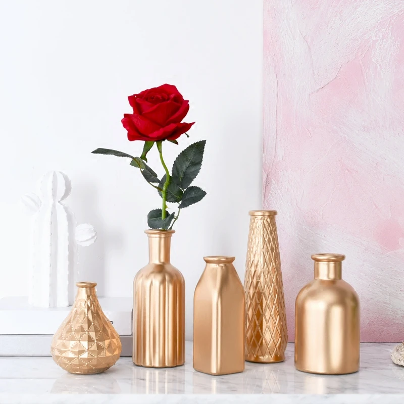 

Nordic INS glass golden vase table flower ornaments modern minimalist home interior decoration accessories mother's day gift