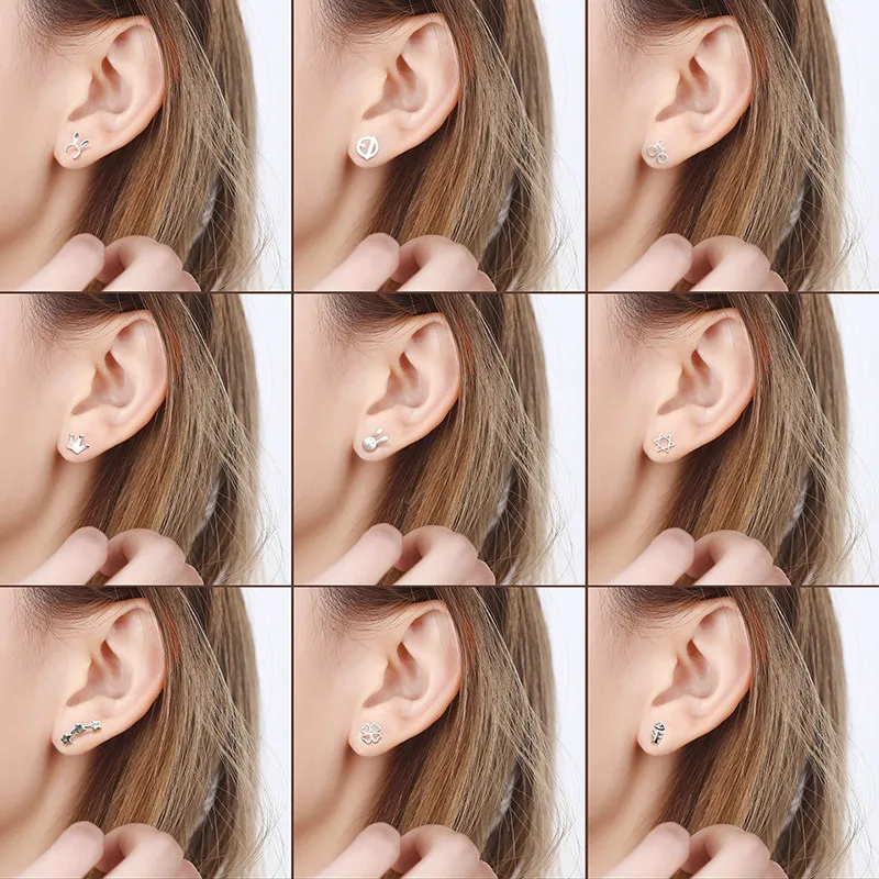 

Multiple Geometry Cute Stud Earrings for Women Girls 2018 Fashion Contracted Earrings Plant Jewelry Gifts