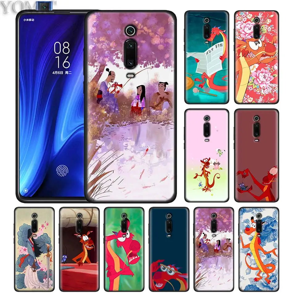 

Mushu Mulan Black Case for Xiaomi Redmi K20 Note 7 6 Pro 6A 7A 4X 5 Plus Y3 GO Silicone Phone Cover Cubre Soft Casos