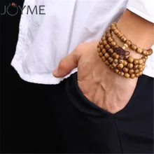 Brazalete con cuentas de madera 108 para hombre, cuentas de oración Wenge, Rosario tibetano budista Mala, pulseras para mujer, pulsera de madera, joyería para hombre