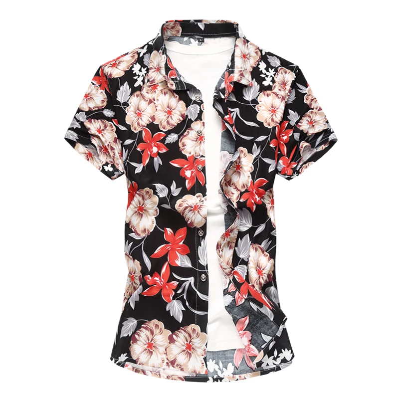 

2019 men's new Hawaiian shirt men's casual printed beach shirt short sleeve brand free shipping Asia M-6XL