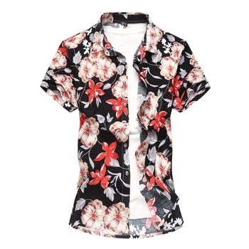 

2019 men's new Hawaiian shirt men's casual printed beach shirt short sleeve brand free shipping Asia M-6XL