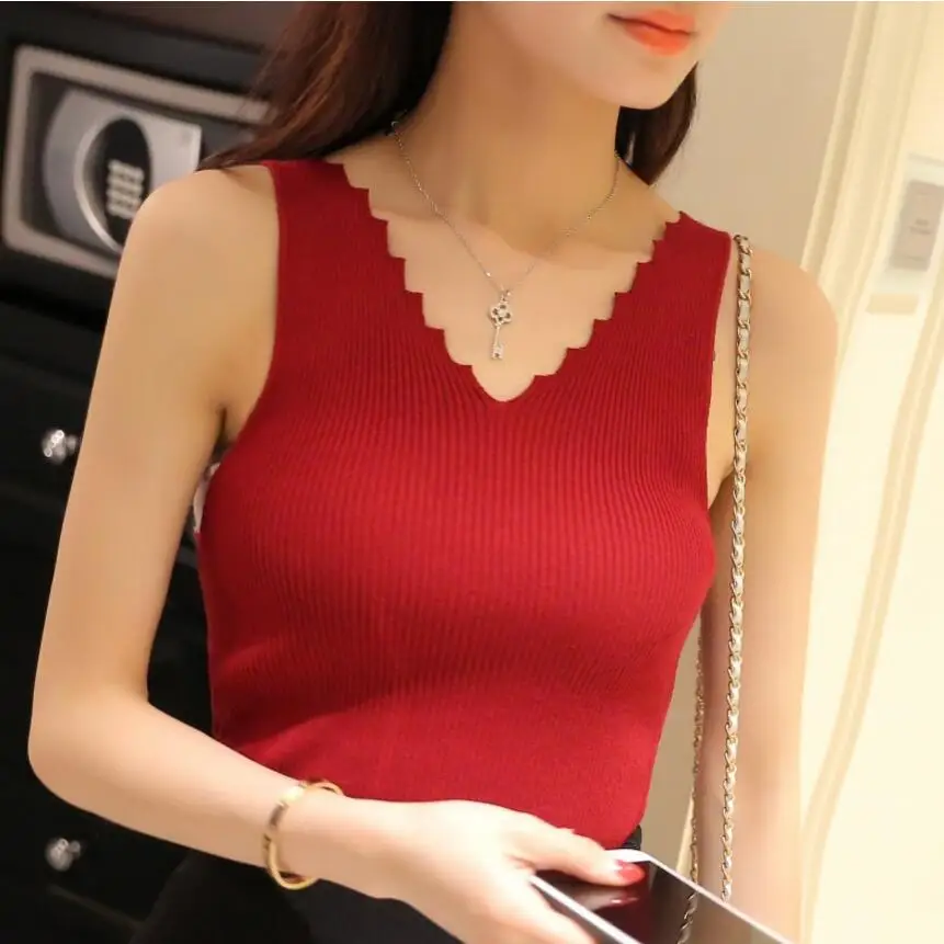 

New Womens Tanks Tops 2019 Women Autumn Spring Summer Sleeveless Casual Vest Shirt Black White Red Pink Tops LY97